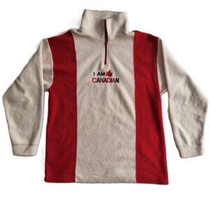 "I Am Canadian" 1/4 Zip Sweater - Size Medium
